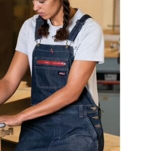 Dickies CP Multi-compartment Cotton Denim Overalls Size Large Dark Blue